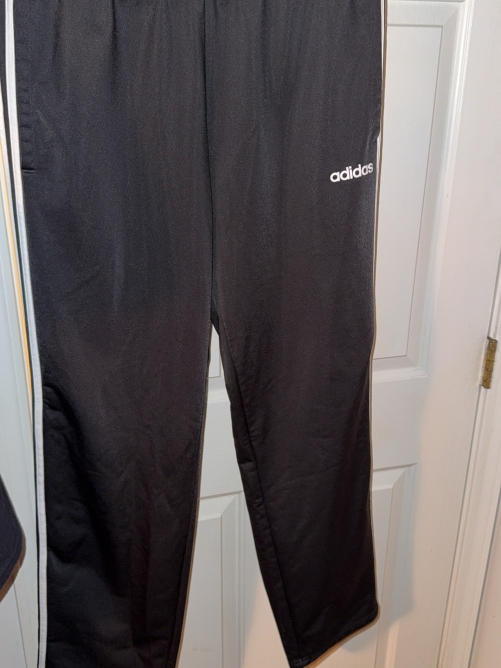 adidas Black Athletic Track Pants with White Logo Trim